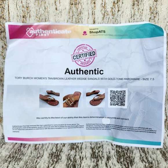 Tory Burch "Nora Mestico Wedge" Brown Leather Thong Sandal | Women's Size 7.5 - Picture 9 of 11